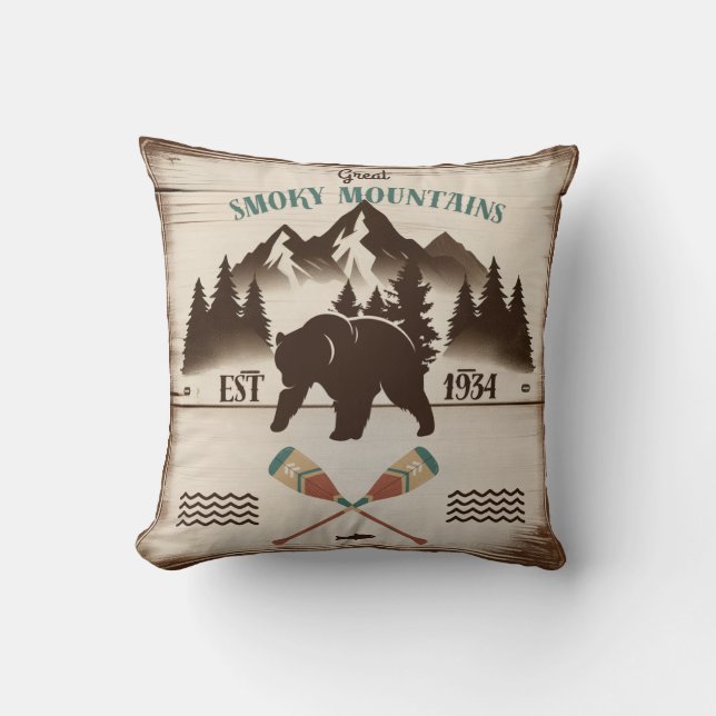 Great Smoky Mountains, TN bear Cushion (Front)