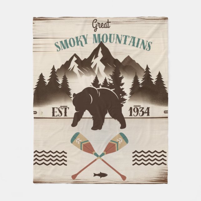 Great Smoky Mountains, TN bear Fleece Blanket (Front)