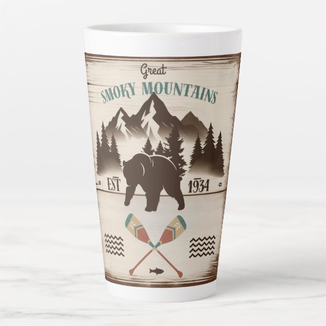 Great Smoky Mountains, TN bear Latte Mug (Front)