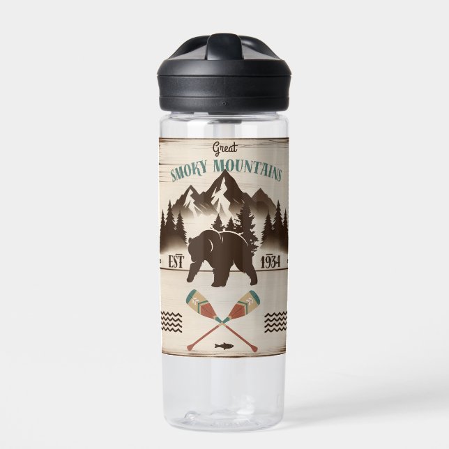 Great Smoky Mountains, TN bear Water Bottle (Front)