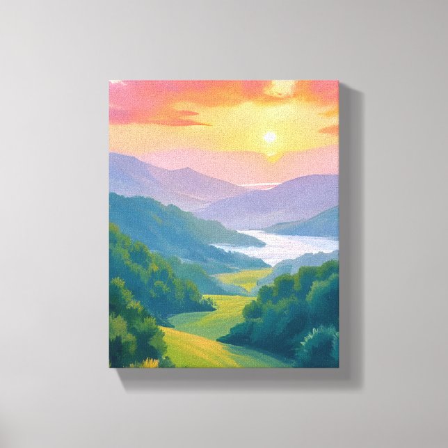 Great Smoky Mountains Travel Painting Canvas Print (Front)