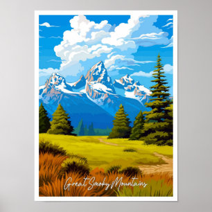 Great Smoky Mountains Travel Vintage illustration Poster