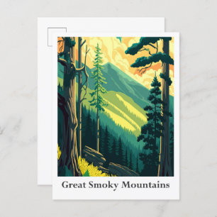 Great Smoky Mountains Vintage Travel Illustration Postcard