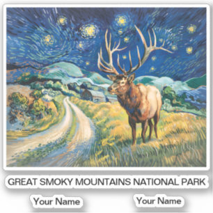Great Smoky Mountains Wildlife Elk Retro Van Gogh