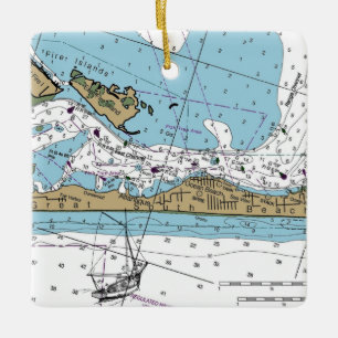 Great South Beach NY Chart Ceramic Ornament