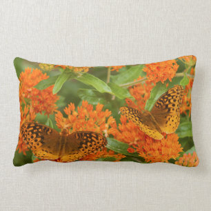 Great Spangled Fritillaries on Butterfly Milkweed Lumbar Cushion