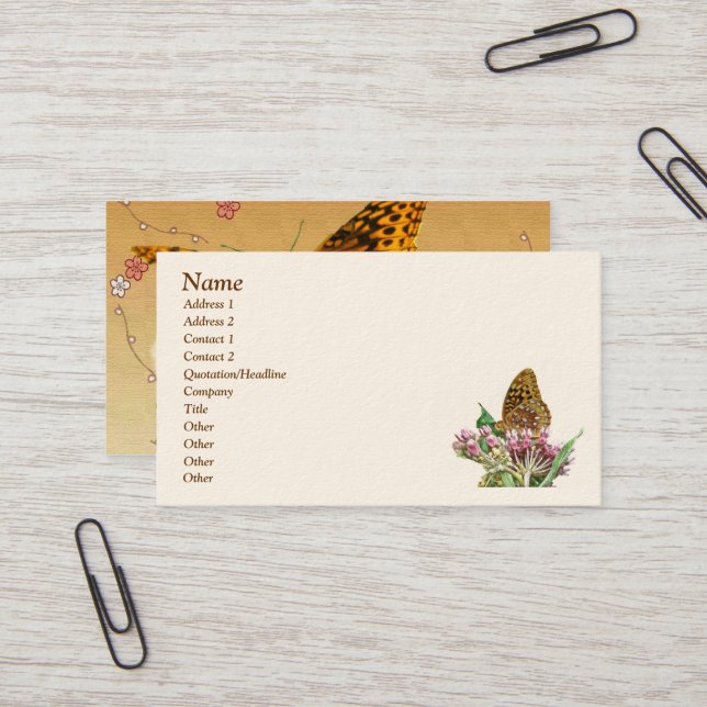 Great Spangled Fritillary Butterfly Business Card (Front/Back In Situ)