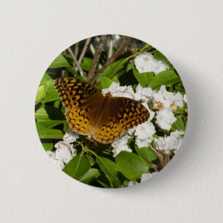 Great Spangled Fritillary on Mountain Laurel 6 Cm Round Badge