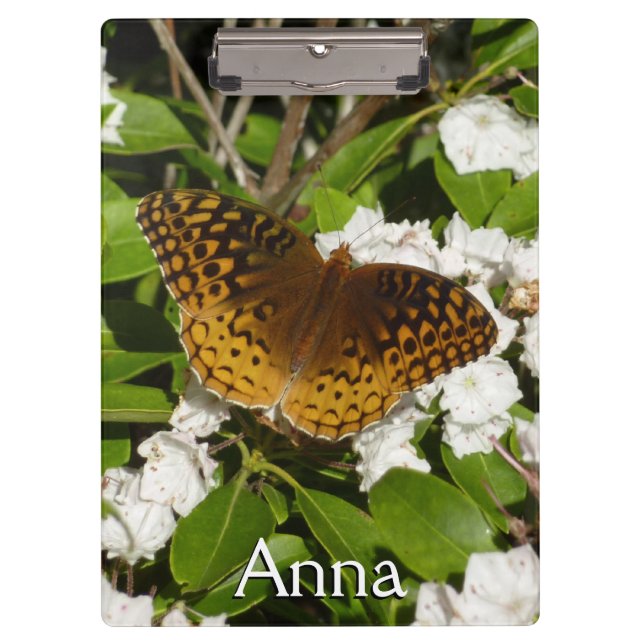 Great Spangled Fritillary on Mountain Laurel Clipboard (Front)