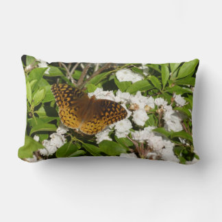 Great Spangled Fritillary on Mountain Laurel Lumbar Cushion