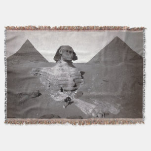 Great Sphinx & Giza Pyramids Necropolis Egypt Throw Blanket