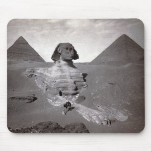 Great Sphinx of Giza Excavation with Pyramids Mouse Pad