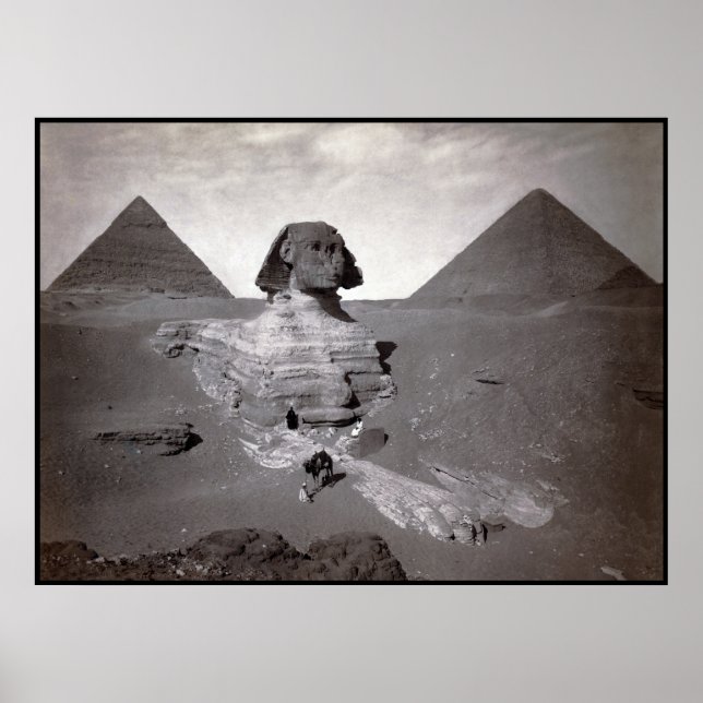 Great Sphinx of Giza Excavation with Pyramids Poster (Front)