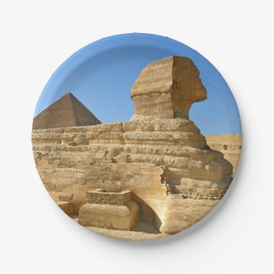 Great Sphinx of Giza with Khafre pyramid - Egypt Paper Plate