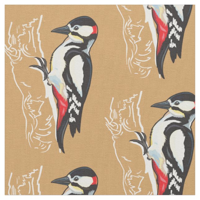 great spotted woodpecker fabric (Close Up)