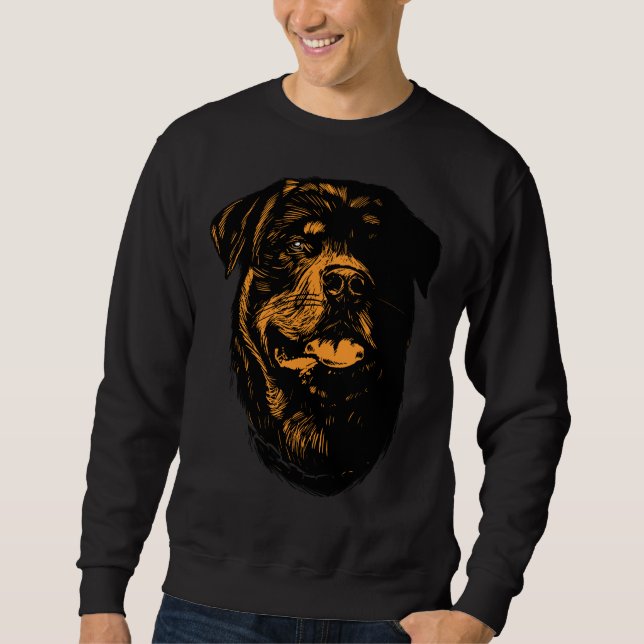 Great  That Features The Face Of A Rottweiler Dog  Sweatshirt (Front)
