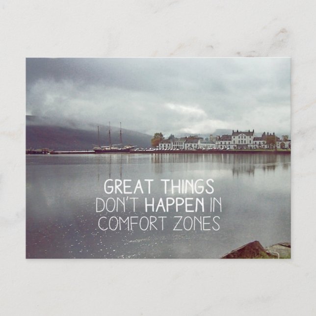Great things don't happen in comfort zone postcard (Front)