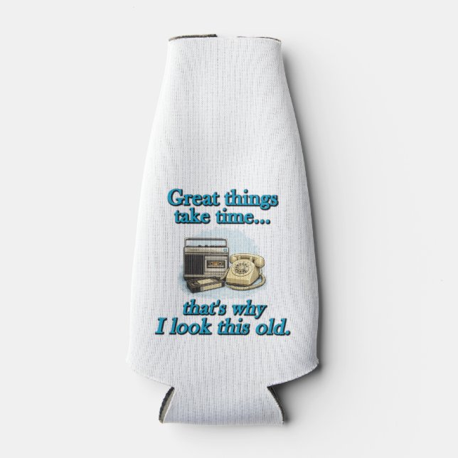 Great things take time bottle cooler (Front)