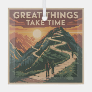 Great Things Take Time Glass Tree Decoration