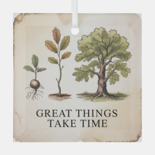 Great Things Take Time Glass Tree Decoration