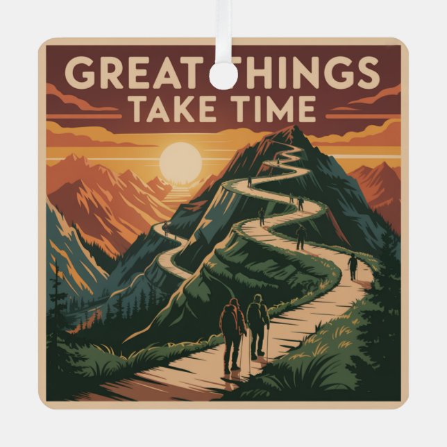 Great Things Take Time Metal Tree Decoration (Front)