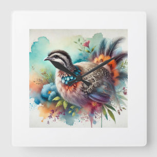 Great tinamou 080724AREF117 - Watercolor Square Wall Clock