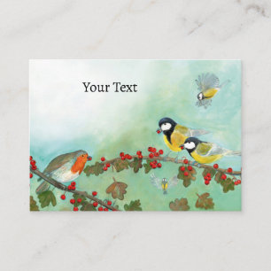 Great Tit Birds, Red Robin & Hawthorn Berries   Enclosure Card