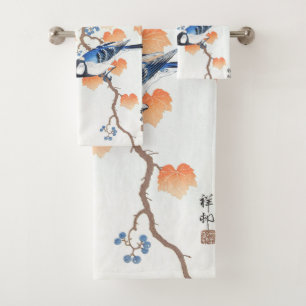 Great Tit Grapevine - Ohara Koson - Vintage Art Bath Towel Set