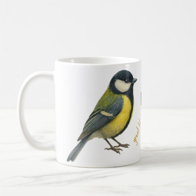 Great Tit Mug – Personalized Garden Bird Illustrat (Left)