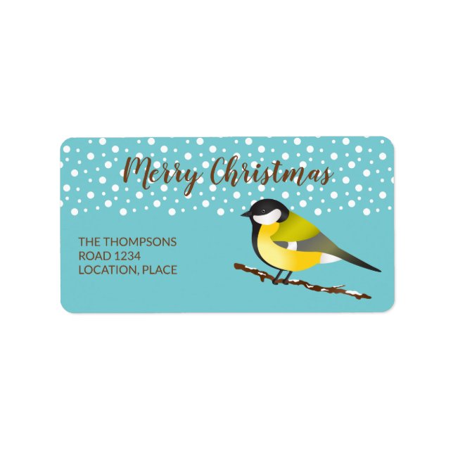 Great Tit Parus Major Christmas Personalizable Label (Front)