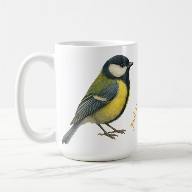 Great Tit Personalized Bird Mug (Left)