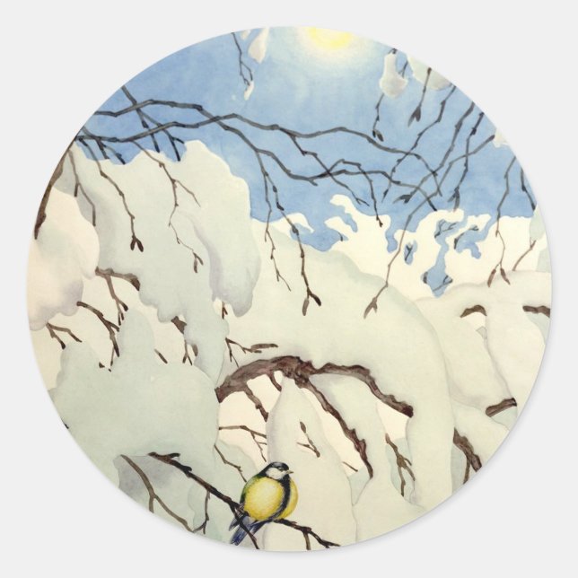 Great Tit - Theodor Severin Kittelsen Classic Round Sticker (Front)
