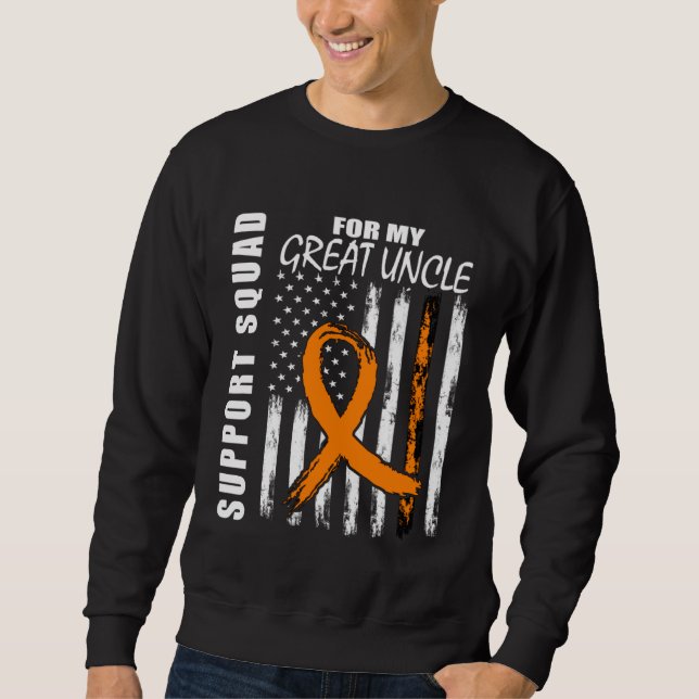 Great Uncle Leukemia Awareness American Flag Suppo Sweatshirt (Front)