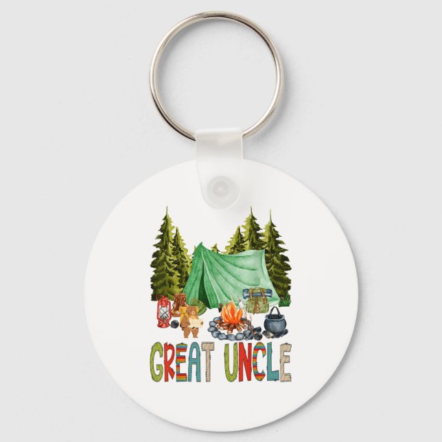 Great Uncle Of The Happy Camper 1st Birthday Bear  Key Ring (Front)