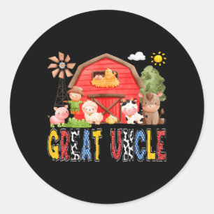 Great Uncle Red Farm Cow Birthday Boy Matching Classic Round Sticker