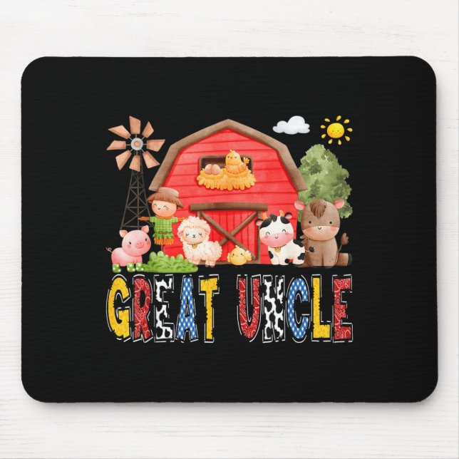 Great Uncle Red Farm Cow Birthday Boy Matching Mouse Pad (Front)
