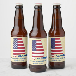 GREAT USA ALABAMA STATE MONOGRAM BEER BOTTLE LABEL