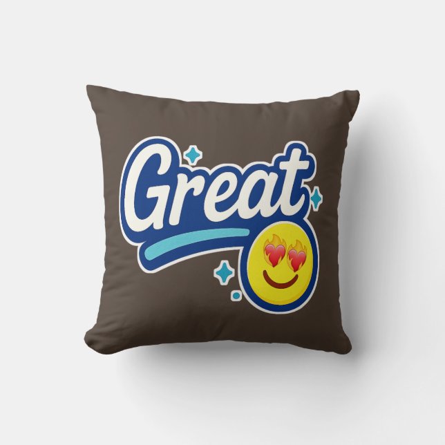 Great Vibes Only – Love Eyes Emoji  Cushion (Front)