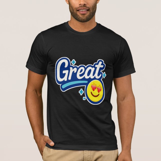Great Vibes Only – Love Eyes Emoji T-Shirt (Front)