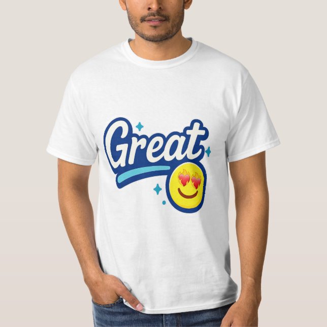 Great Vibes Only – Love Eyes Emoji T-Shirt (Front)