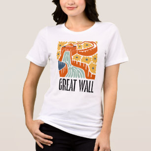 Great Wall China abstract travel floral art Tri-Blend Shirt