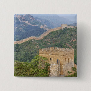 Great Wall of China at Jinshanling, China. 2 15 Cm Square Badge