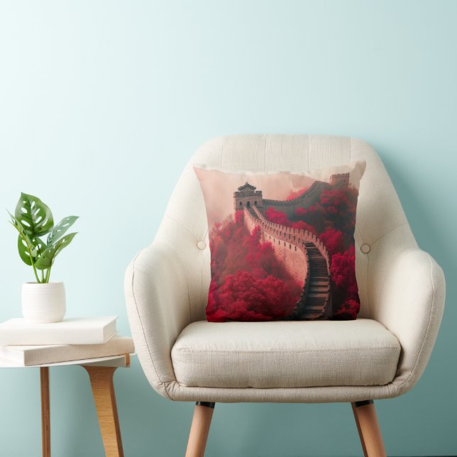 Great Wall of China in Autumn – Scenic Red Cushion (Chair)