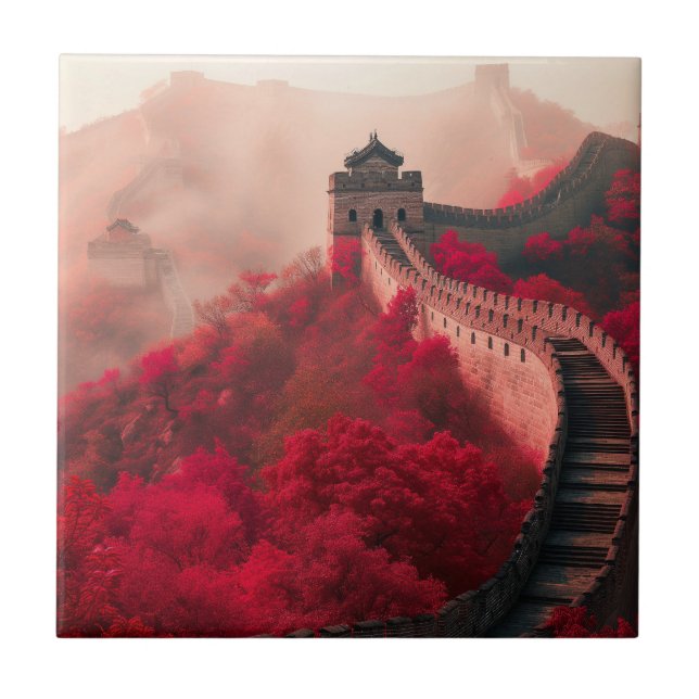 Great Wall of China in Autumn – Scenic Red Tile (Front)