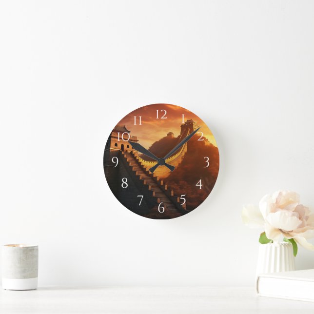 Great Wall of China Sunset – Majestic Round Clock (Home)