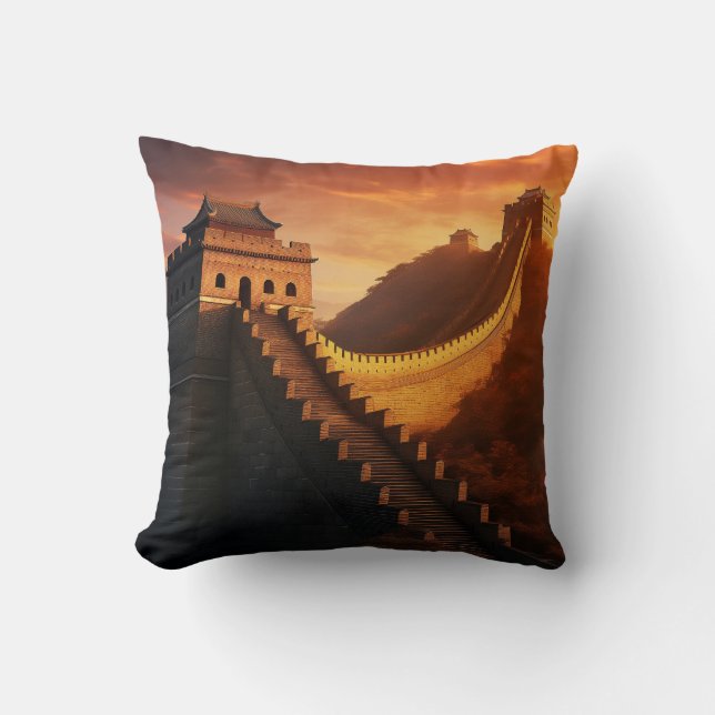 Great Wall of China Sunset Throw Pillow – Majestic (Front)
