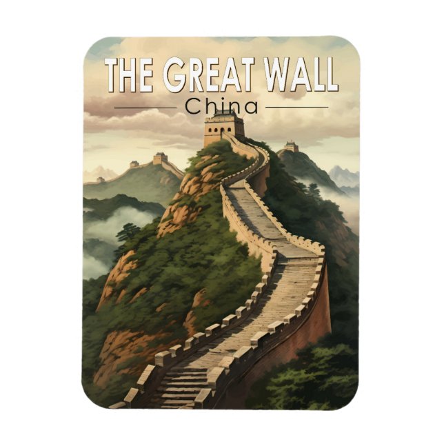 Great Wall of China Travel Art Vintage Magnet (Vertical)