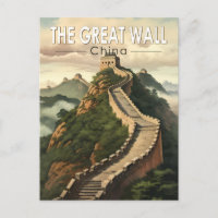 Great Wall of China Travel Art Vintage