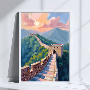 Great Wall of China Travel Painting Poster