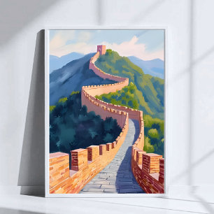 Great Wall of China Travel Painting  Poster